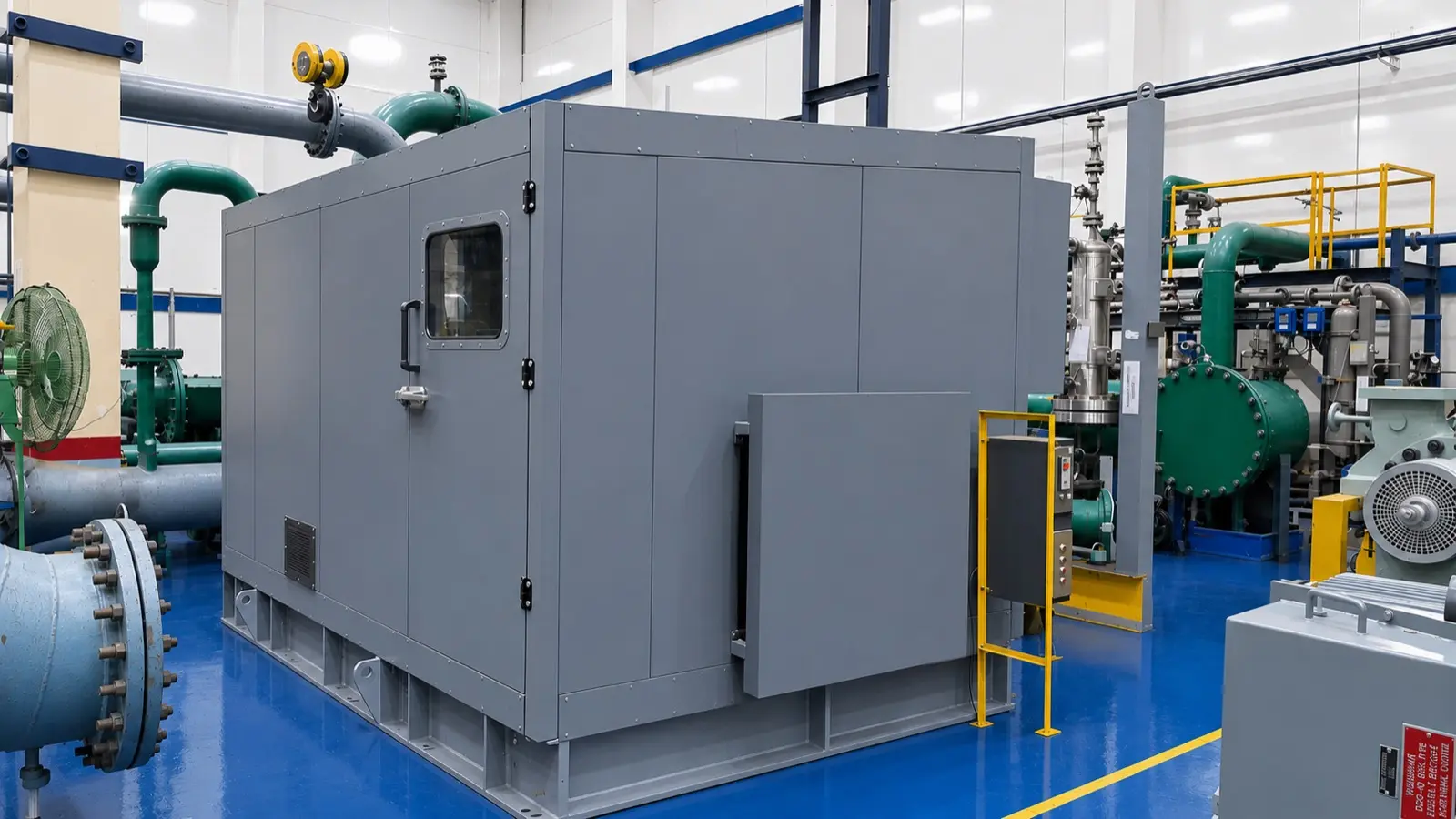 Acoustic enclosure at petrochemical facility