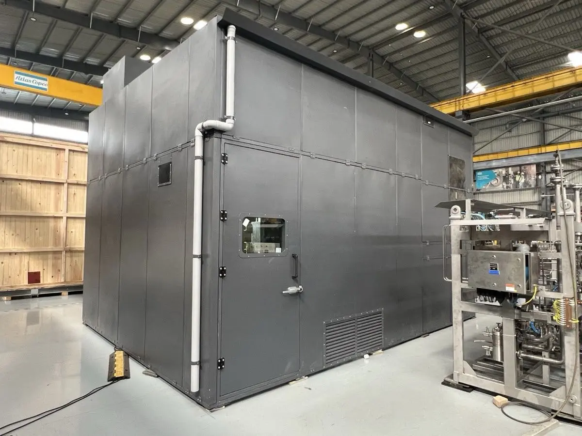 Large acoustic enclosure installation at plant site
